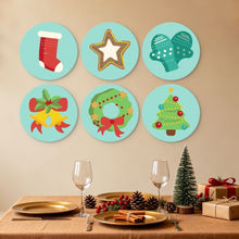 Load image into Gallery viewer, Mini Paint by Numbers Set - Discs Ø7.9" (6 pieces) - Mint Christmas Icons