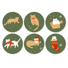 Load image into Gallery viewer, Mini Paint by Numbers Set - Discs Ø7.9" (6 pieces) - Cat's Christmas Corner Figured'Art