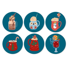Load image into Gallery viewer, Mini Paint by Numbers Set - Discs Ø7.9" (6 pieces) - Winter Warm Drinks Figured'Art