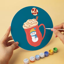 Load image into Gallery viewer, Mini Paint by Numbers Set - Discs Ø7.9" (6 pieces) - Winter Warm Drinks