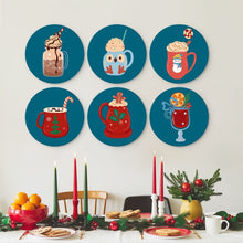 Load image into Gallery viewer, Mini Paint by Numbers Set - Discs Ø7.9" (6 pieces) - Winter Warm Drinks