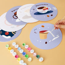 Load image into Gallery viewer, Mini Paint by Numbers Set - Discs Ø7.9" (6 pieces) - Lavender Coffee Christmas