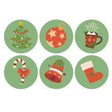 Load image into Gallery viewer, Mini Paint by Numbers Set - Discs Ø7.9" (6 pieces) - Green Christmas Icons Figured'Art