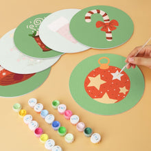 Load image into Gallery viewer, Mini Paint by Numbers Set - Discs Ø7.9" (6 pieces) - Green Christmas Icons