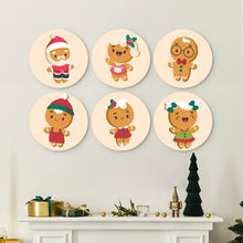 Load image into Gallery viewer, Mini Paint by Numbers Set - Discs Ø7.9" (6 pieces) - Gingerbread Friends 2