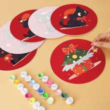 Load image into Gallery viewer, Mini Paint by Numbers Set - Discs Ø7.9" (6 pieces) - Mistletoe and Paws