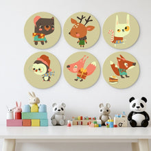 Load image into Gallery viewer, Mini Paint by Numbers Set - Discs Ø7.9" (6 pieces) - Woodland Winter