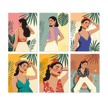 Load image into Gallery viewer, Mini Paint by Numbers Set 5.9"x7.9" (6 pieces) - Tropical Muse Figured'Art
