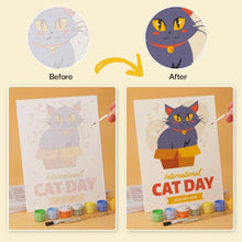 Load image into Gallery viewer, Mini Paint by Numbers Set 5.9"x7.9" (6 pieces) - Cat Day