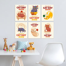 Load image into Gallery viewer, Mini Paint by Numbers Set 5.9"x7.9" (6 pieces) - Cat Day