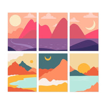 Load image into Gallery viewer, Mini Paint by Numbers Set 5.9"x7.9" (6 pieces) - Sunset Peaks Figured'Art