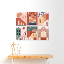 Load image into Gallery viewer, Mini Paint by Numbers Set 5.9"x7.9" (6 pieces) - Desert Doorways