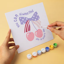 Load image into Gallery viewer, Mini Paint by Numbers Set 7.9"x7.9" (6 pieces) - Cherries and Bows