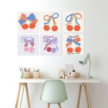 Load image into Gallery viewer, Mini Paint by Numbers Set 7.9"x7.9" (6 pieces) - Cherries and Bows