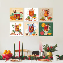 Load image into Gallery viewer, Mini Paint by Numbers Set 7.9"x7.9" (6 pieces) - Spiced Winter Sips