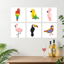 Load image into Gallery viewer, Mini Paint by Numbers Set 7.9"x7.9" (6 pieces) - Tropical Birds