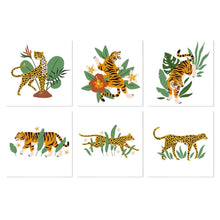Load image into Gallery viewer, Mini Paint by Numbers Set 7.9"x7.9" (6 pieces) - Jungle Tiger Figured'Art