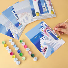 Load image into Gallery viewer, Mini Paint by Numbers Set 5.9"x7.9" (6 pieces) - Greek Postcard