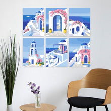 Load image into Gallery viewer, Mini Paint by Numbers Set 5.9"x7.9" (6 pieces) - Greek Postcard