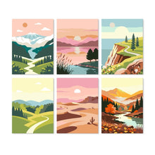 Load image into Gallery viewer, Mini Paint by Numbers Set 5.9"x7.9" (6 pieces) - Nature's Palette Figured'Art