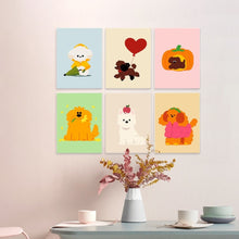 Load image into Gallery viewer, Mini Paint by Numbers Set 5.9"x7.9" (6 pieces) - Fluffy Friends