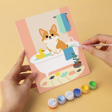 Load image into Gallery viewer, Mini Paint by Numbers Set 5.9"x7.9" (6 pieces) - Dogs at Home