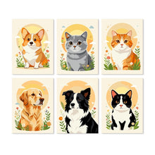 Load image into Gallery viewer, Mini Paint by Numbers Set 5.9"x7.9" (6 pieces) - Animal Portraits Figured'Art