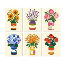 Load image into Gallery viewer, Mini Paint by Numbers Set 5.9"x7.9" (6 pieces) - Rustic Bloom Jars Figured'Art