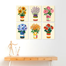 Load image into Gallery viewer, Mini Paint by Numbers Set 5.9"x7.9" (6 pieces) - Rustic Bloom Jars