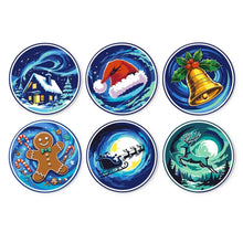 Load image into Gallery viewer, Mini Paint by Numbers Set - Discs Ø7.9" (6 pieces) - Winter Wonders Figured'Art