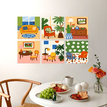Load image into Gallery viewer, Mini Paint by Numbers Set 7.9"x7.9" (6 pieces) - Charming Rooms