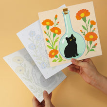 Load image into Gallery viewer, Mini Paint by Numbers Set 7.9"x7.9" (6 pieces) - Botanical Black Cats