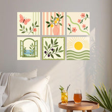 Load image into Gallery viewer, Mini Paint by Numbers Set 7.9"x7.9" (6 pieces) - Garden Whispers