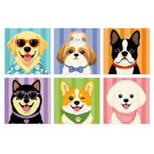 Load image into Gallery viewer, Mini Paint by Numbers Set 7.9"x7.9" (6 pieces) - Stylish Pup Gallery Figured'Art