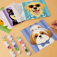Load image into Gallery viewer, Mini Paint by Numbers Set 7.9"x7.9" (6 pieces) - Stylish Pup Gallery