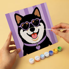 Load image into Gallery viewer, Mini Paint by Numbers Set 7.9"x7.9" (6 pieces) - Stylish Pup Gallery
