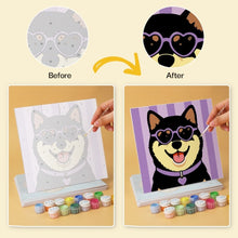 Load image into Gallery viewer, Mini Paint by Numbers Set 7.9"x7.9" (6 pieces) - Stylish Pup Gallery