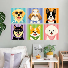 Load image into Gallery viewer, Mini Paint by Numbers Set 7.9"x7.9" (6 pieces) - Stylish Pup Gallery