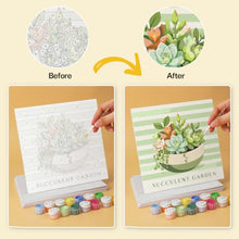 Load image into Gallery viewer, Mini Paint by Numbers Set 7.9"x7.9" (6 pieces) - Succulent Garden