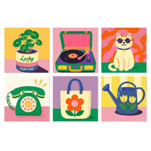 Load image into Gallery viewer, Mini Paint by Numbers Set 7.9"x7.9" (6 pieces) - Sixties Charm Figured'Art
