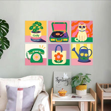 Load image into Gallery viewer, Mini Paint by Numbers Set 7.9"x7.9" (6 pieces) - Sixties Charm