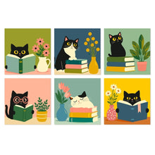 Load image into Gallery viewer, Mini Paint by Numbers Set 7.9"x7.9" (6 pieces) - Literary Cats Figured'Art