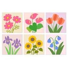 Load image into Gallery viewer, Mini Paint by Numbers Set 7.9"x7.9" (6 pieces) - Pastel Petals Figured'Art