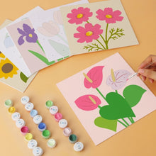 Load image into Gallery viewer, Mini Paint by Numbers Set 7.9"x7.9" (6 pieces) - Pastel Petals
