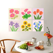 Load image into Gallery viewer, Mini Paint by Numbers Set 7.9"x7.9" (6 pieces) - Pastel Petals