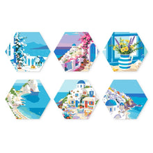 Load image into Gallery viewer, Mini Paint by Numbers Set - Hexagons (6 pieces) - Blue and White Escape Figured'Art