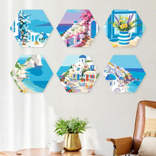 Load image into Gallery viewer, Mini Paint by Numbers Set - Hexagons (6 pieces) - Blue and White Escape