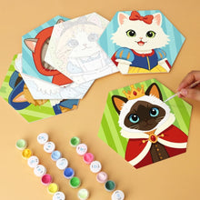 Load image into Gallery viewer, Mini Paint by Numbers Set - Hexagons (6 pieces) - Costume Cat Friends