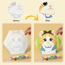 Load image into Gallery viewer, Mini Paint by Numbers Set - Hexagons (6 pieces) - Costume Cat Friends