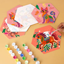 Load image into Gallery viewer, Mini Paint by Numbers Set - Hexagons (6 pieces) - Boho Animal Set
